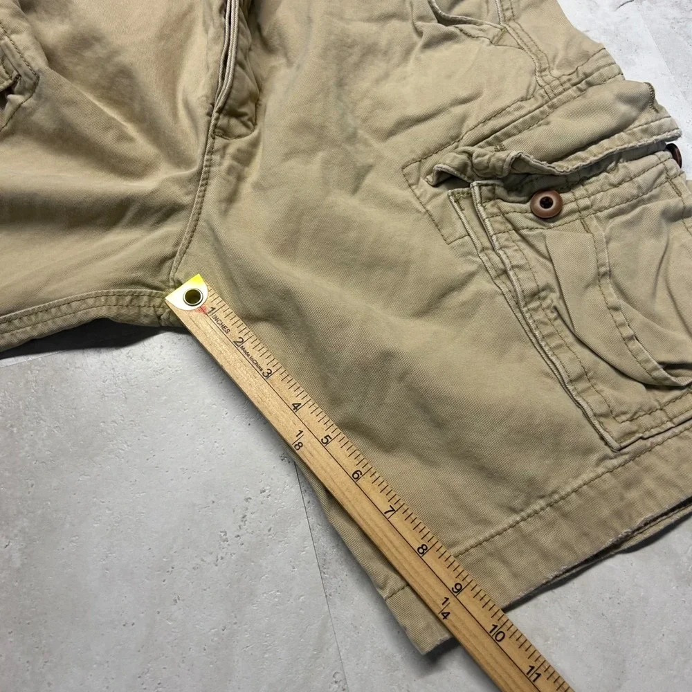 Hollister Cargo Shorts Khaki Tan Mens 32 Utility Pockets Rugged Summer Gorpcore
